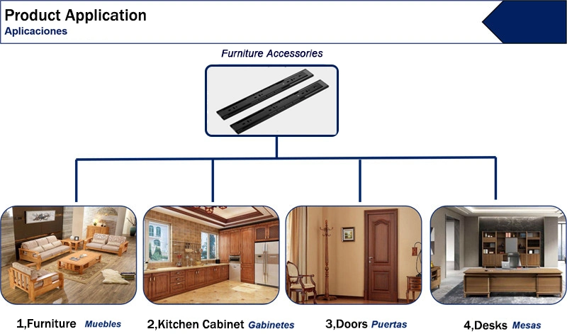 Push Open High Quality 3 Fold Full Extention Furniture Hardware 35/42/45mm Ball Bearing Drawer Slide Telescopic Runner